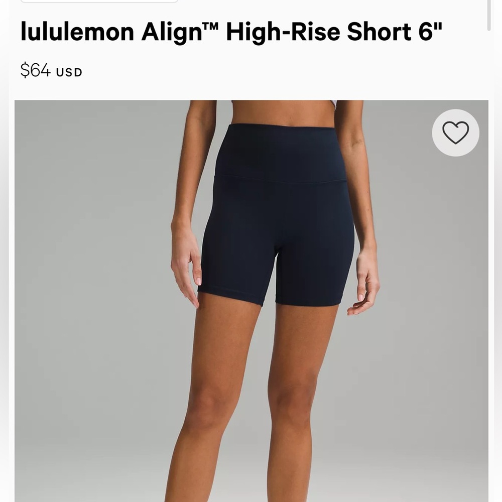 Lululemon align 6” shorts navy - like new